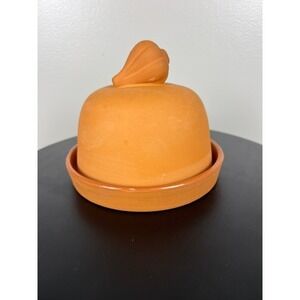 Terracotta Garlic Roaster‎ Keeper Set with Glazed Base and Garlic Bulb Handle